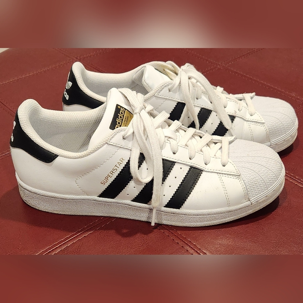 adidas White and Black Superstar Classic Sneakers